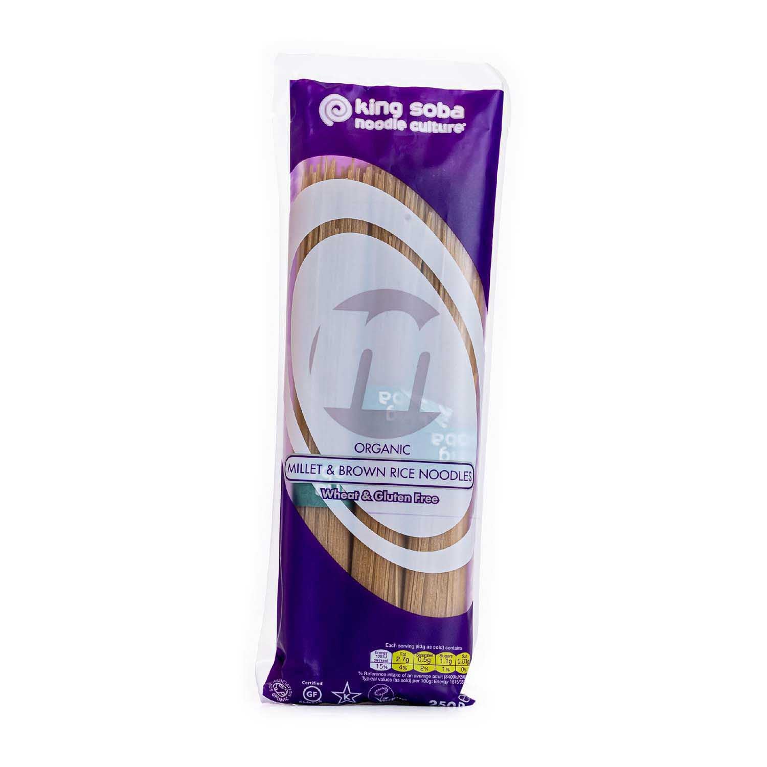 Pasta instantánea de mijo y arroz integral 250g King Soba