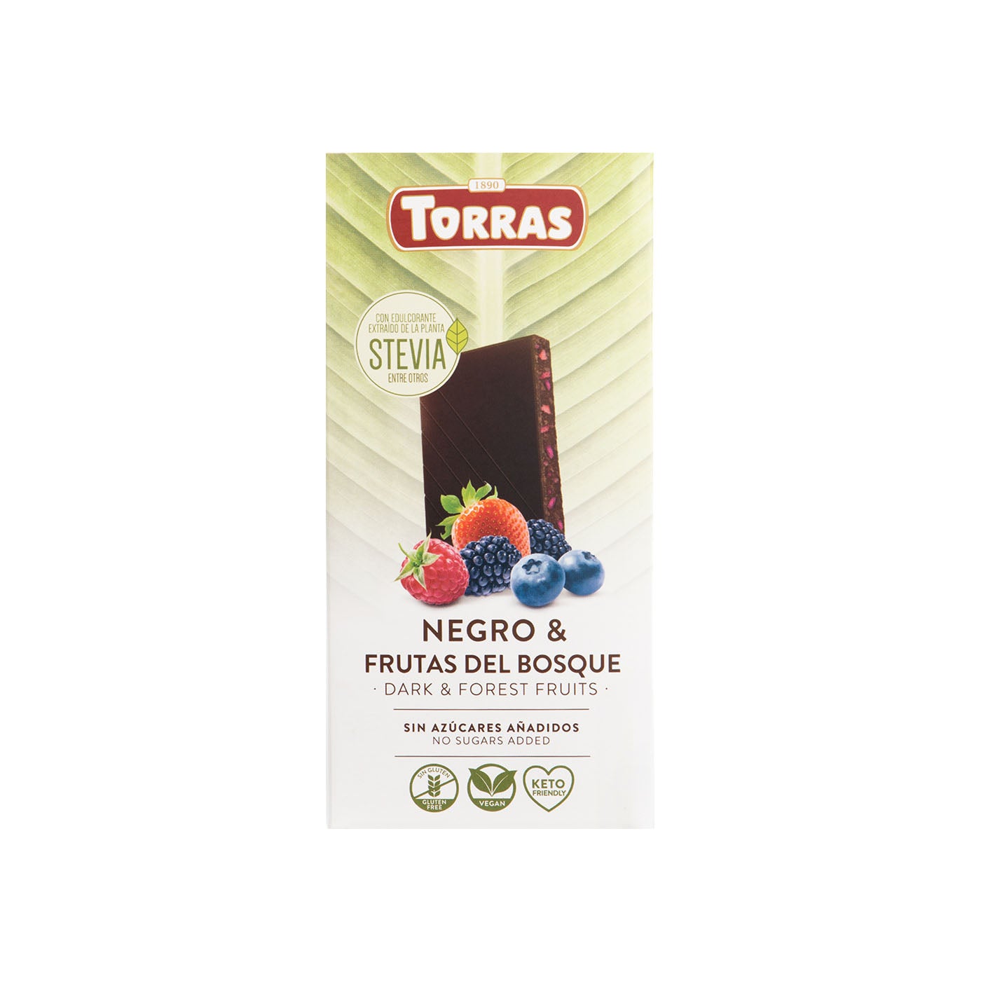 Tableta de chocolate negro con frutas del bosque 125gr Torras