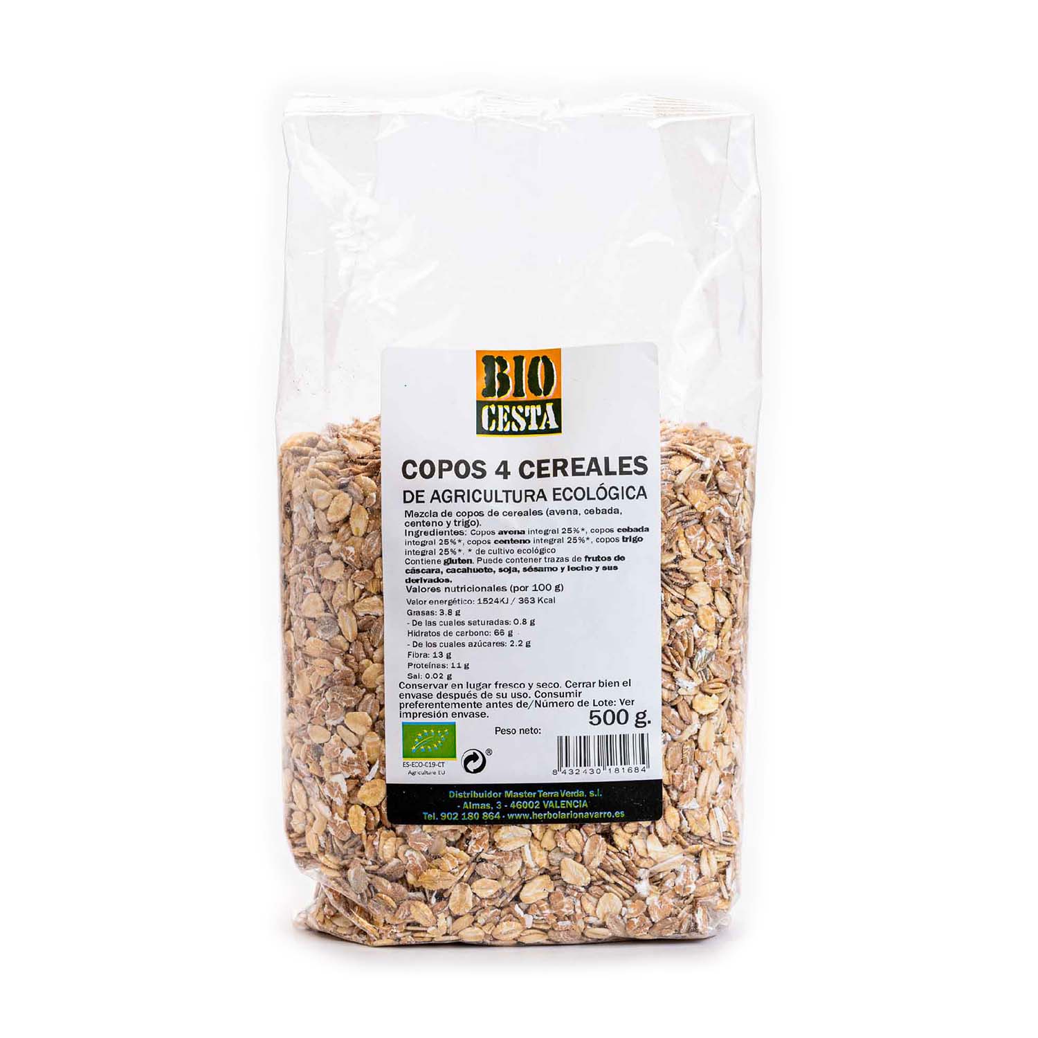 Copos con 4 Cereales Bio 500g Bio Cesta