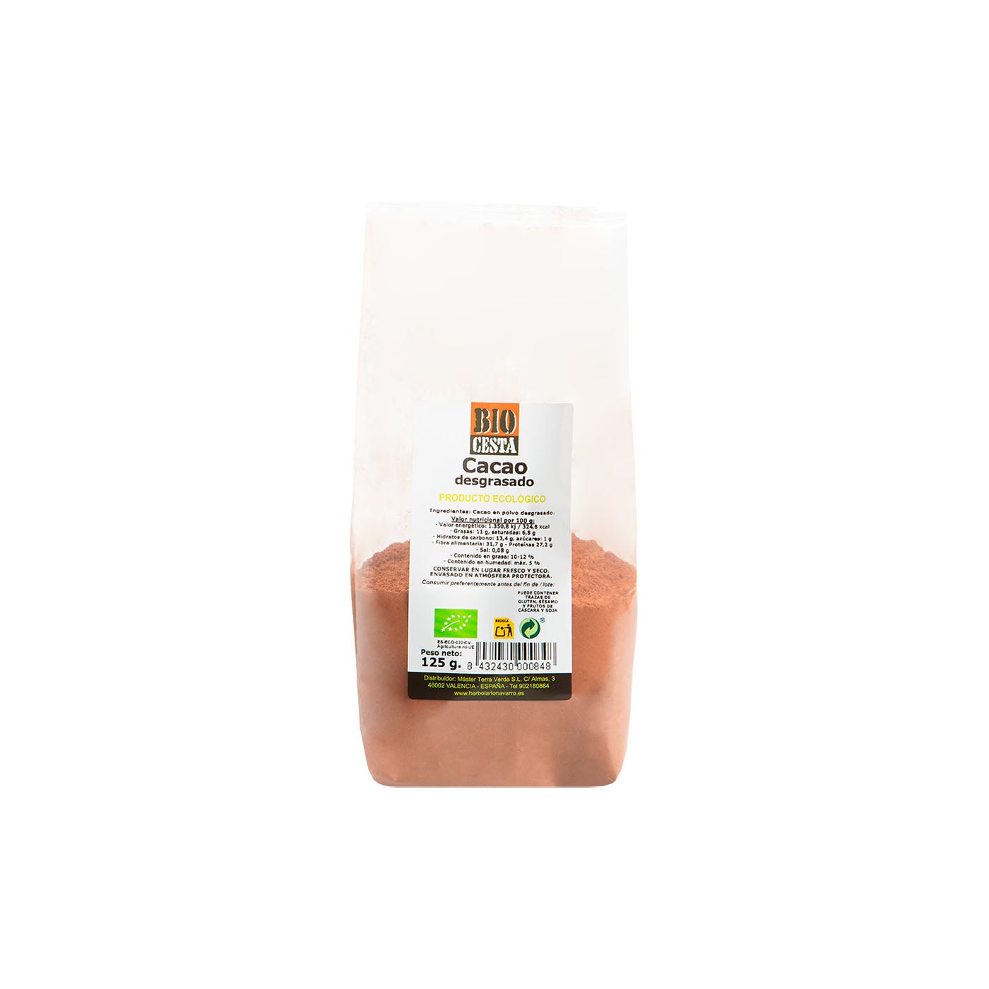 Cacao en polvo desgrasado bio 125g Bio Cesta