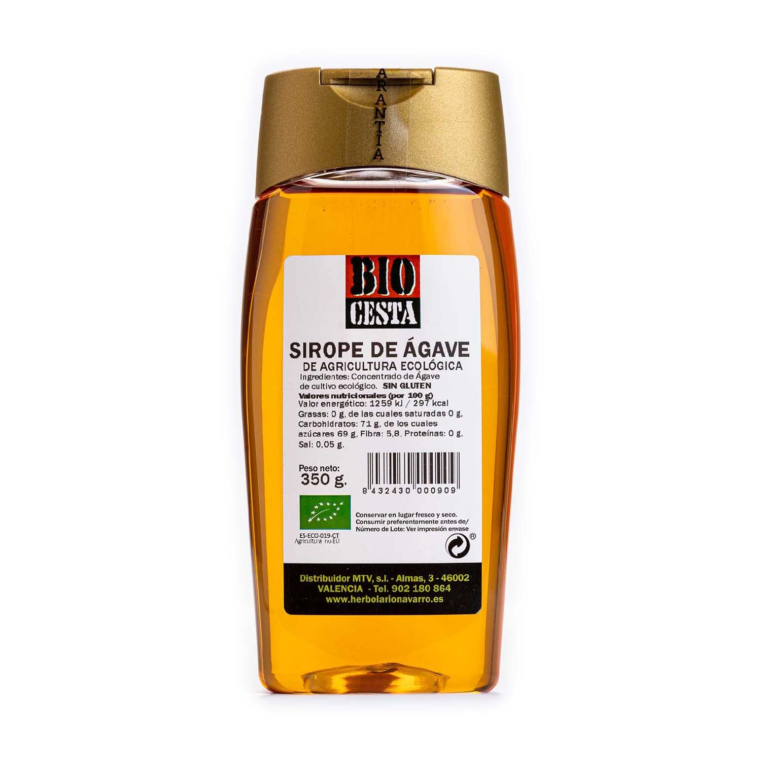 Sirope de agave con dosificador 350g Bio Cesta