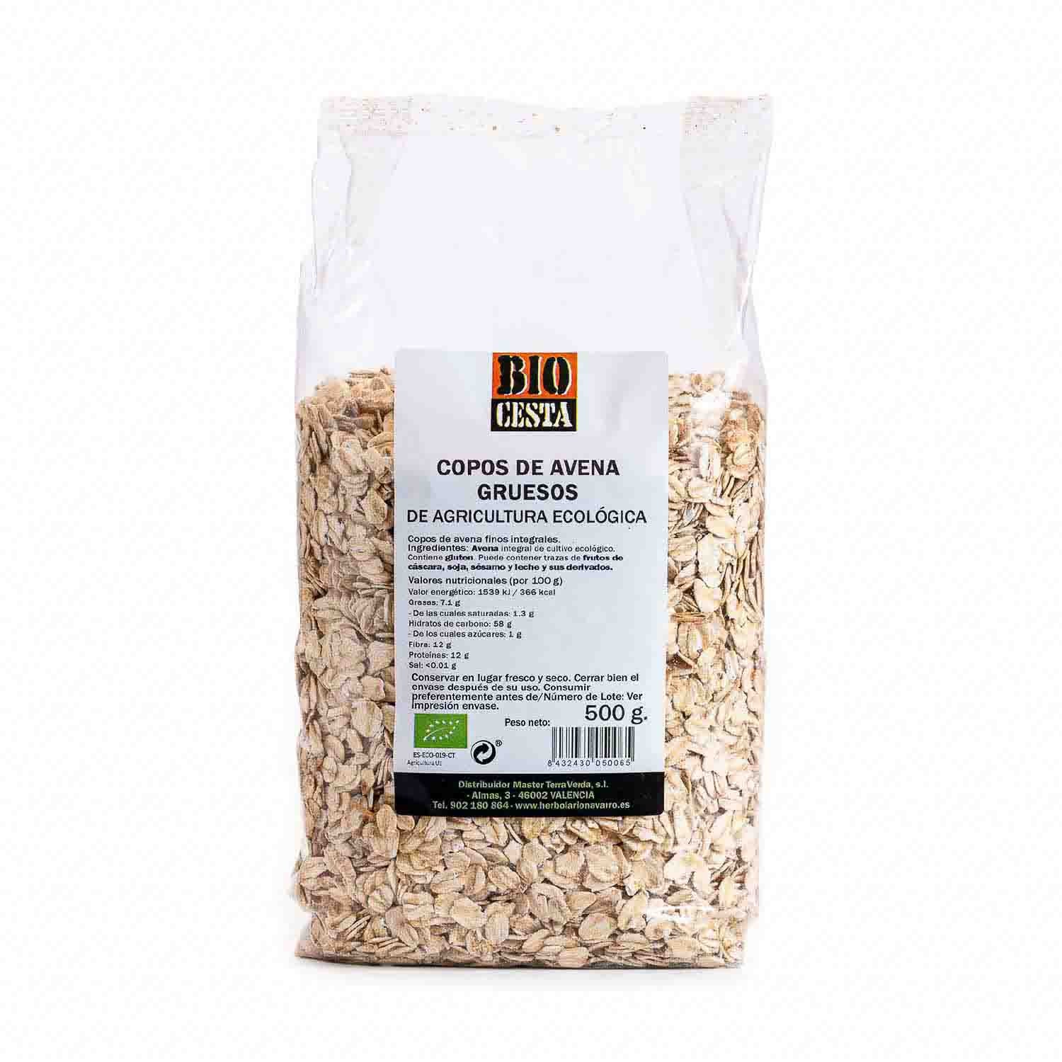 Copos de Avena Gruesos Integrales 500g Bio Cesta