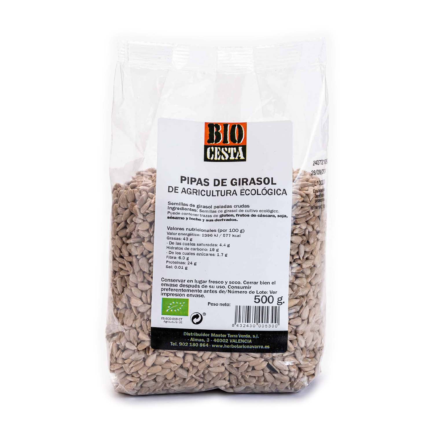 Pipas de Girasol Peladas 500g Bio Cesta