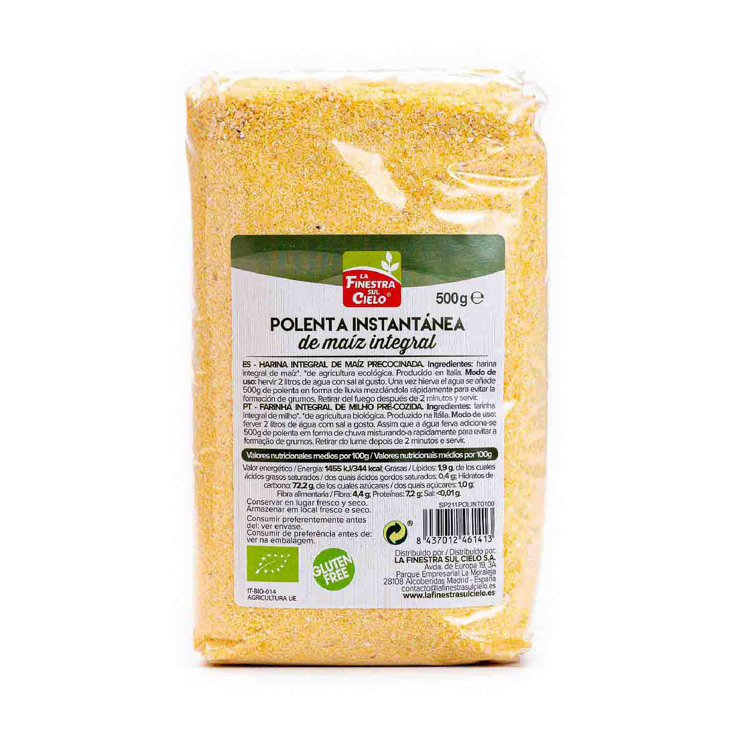 Polenta integral instantánea 500g La Finestra Sul Cielo