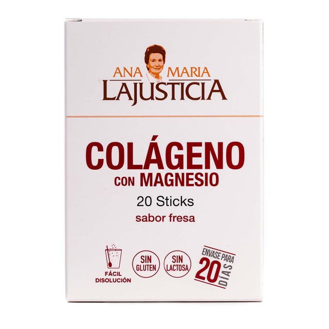 Colágeno con magnesio sport sticks sabor fresa 20uds Ana María Lajusticia