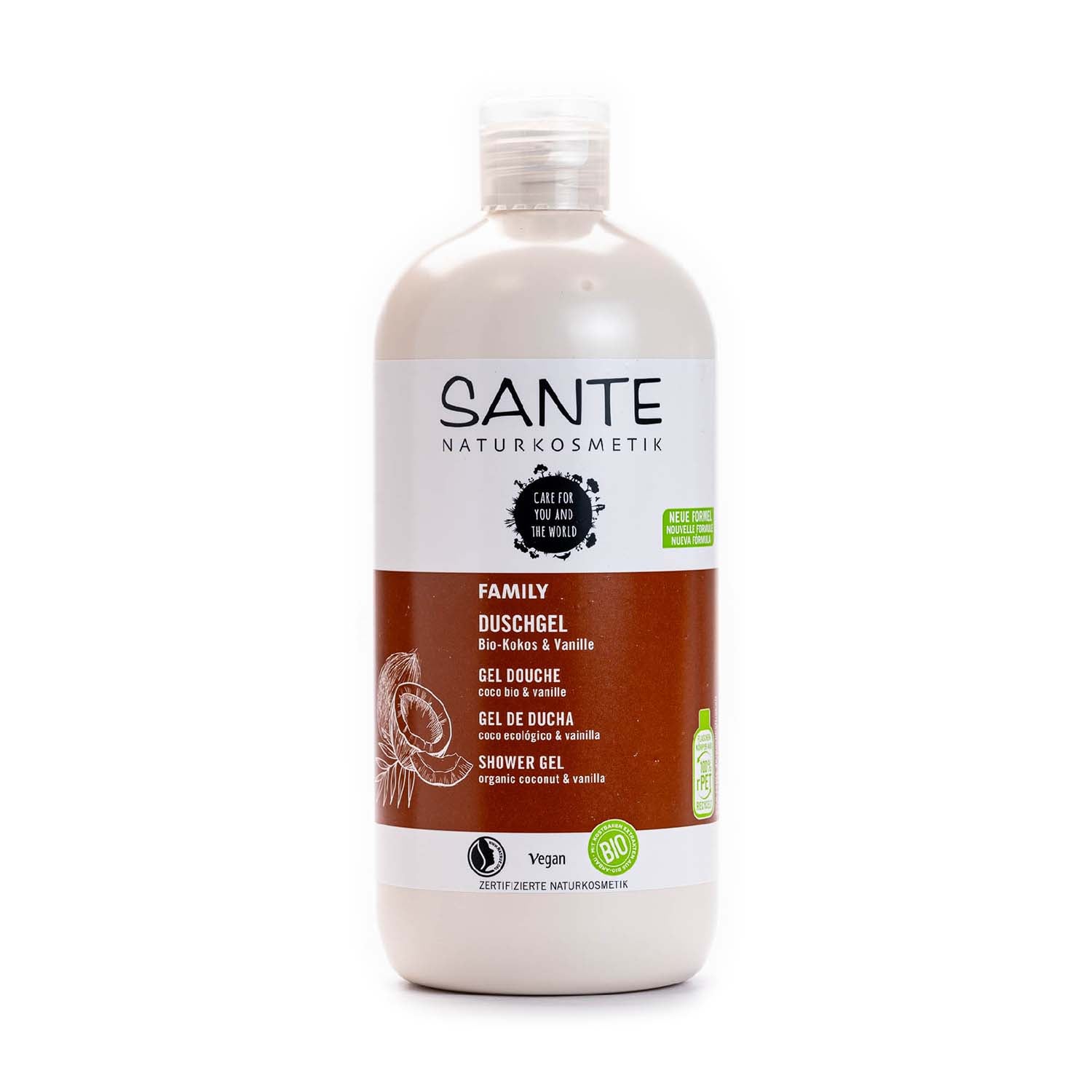 Gel de ducha bio de coco y vainilla 500ml Sante