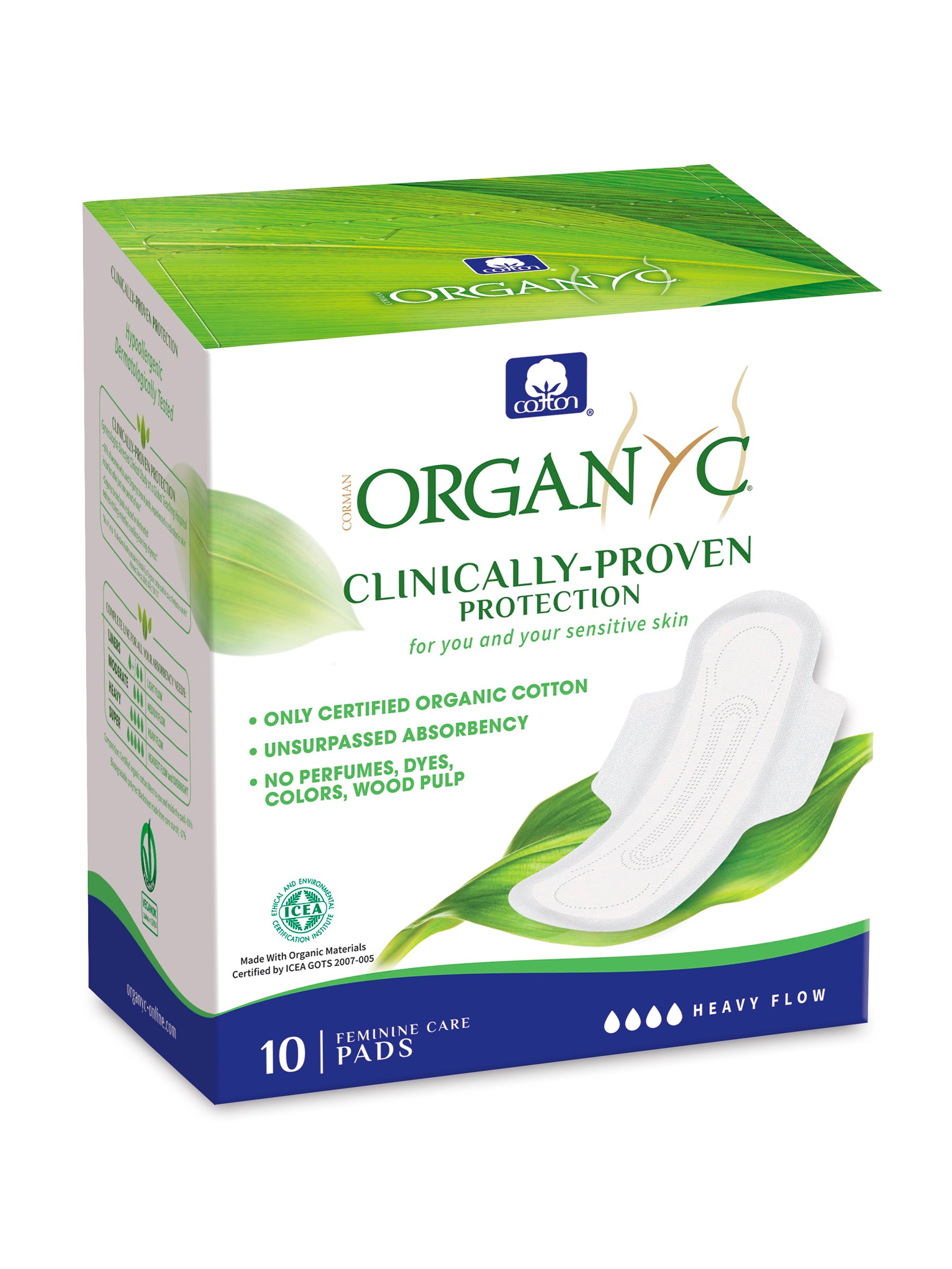 Compresas de noche con alas 10uds Organyc