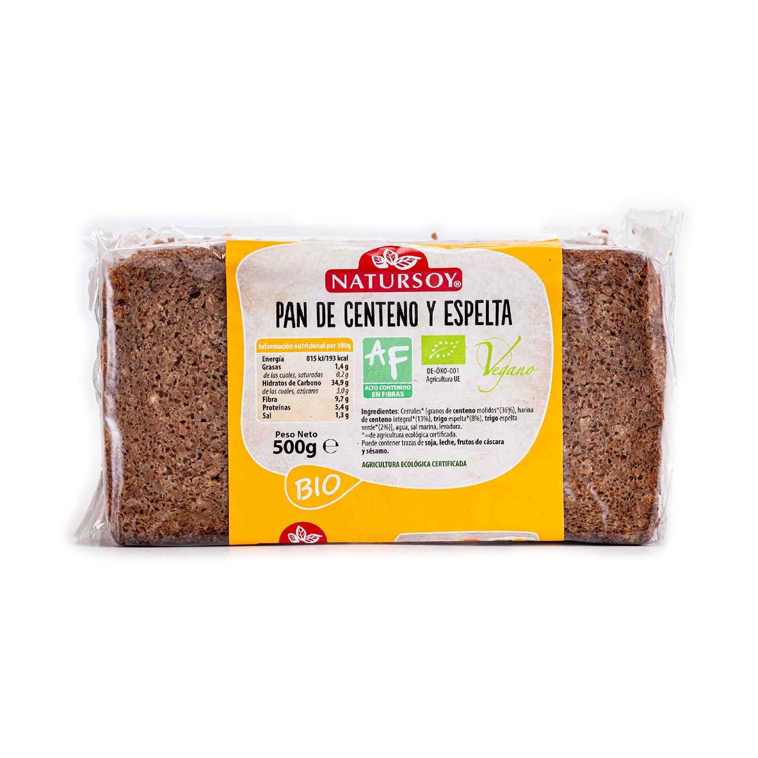 Pan de centeno y espelta 500g Natursoy