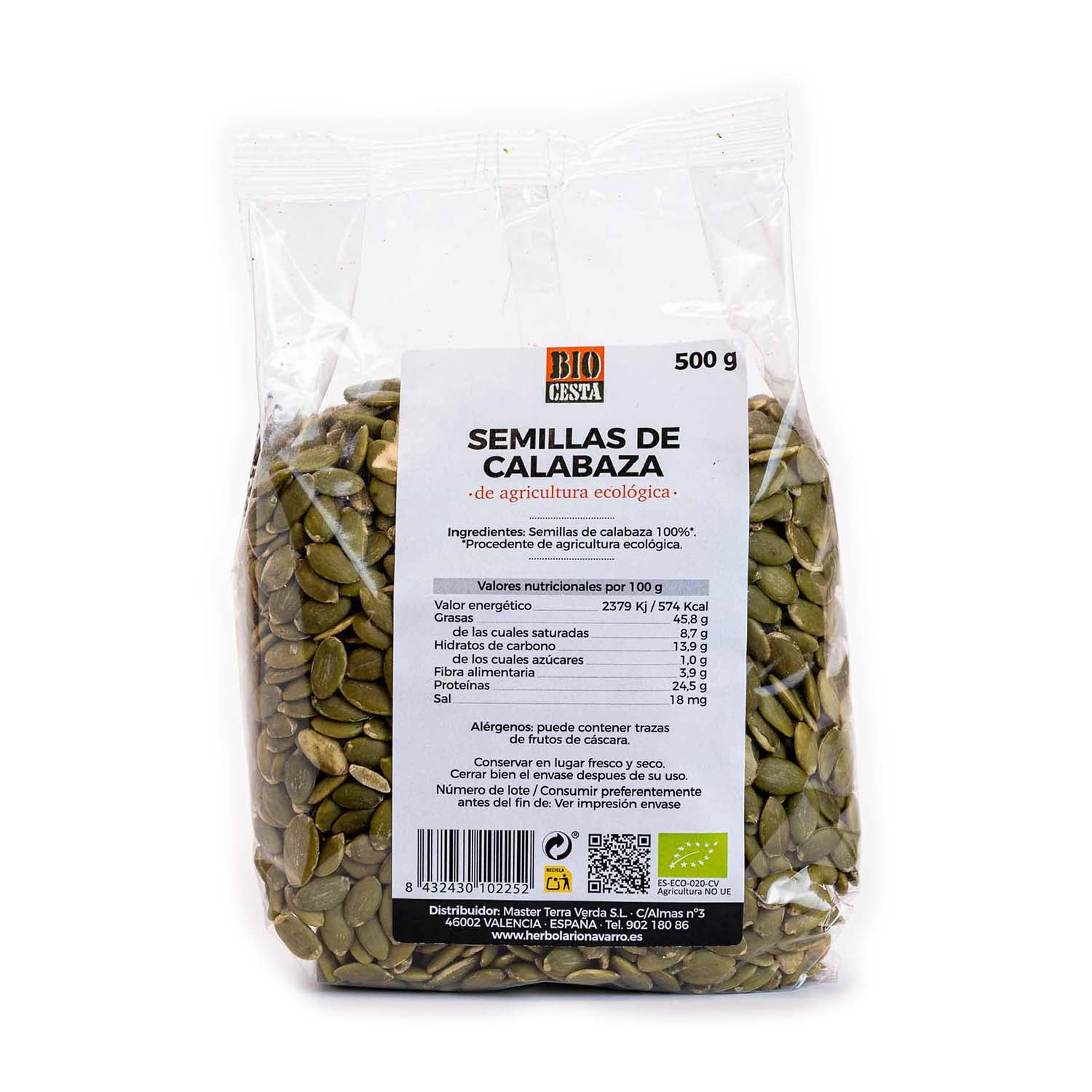 Pipas de calabaza 500g Bio Cesta