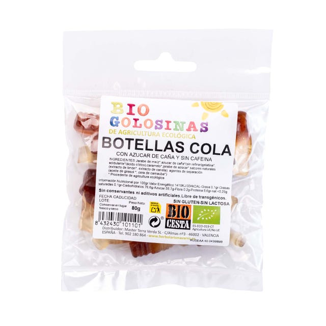 Golosina Botellas cola 80g Bio Cesta
