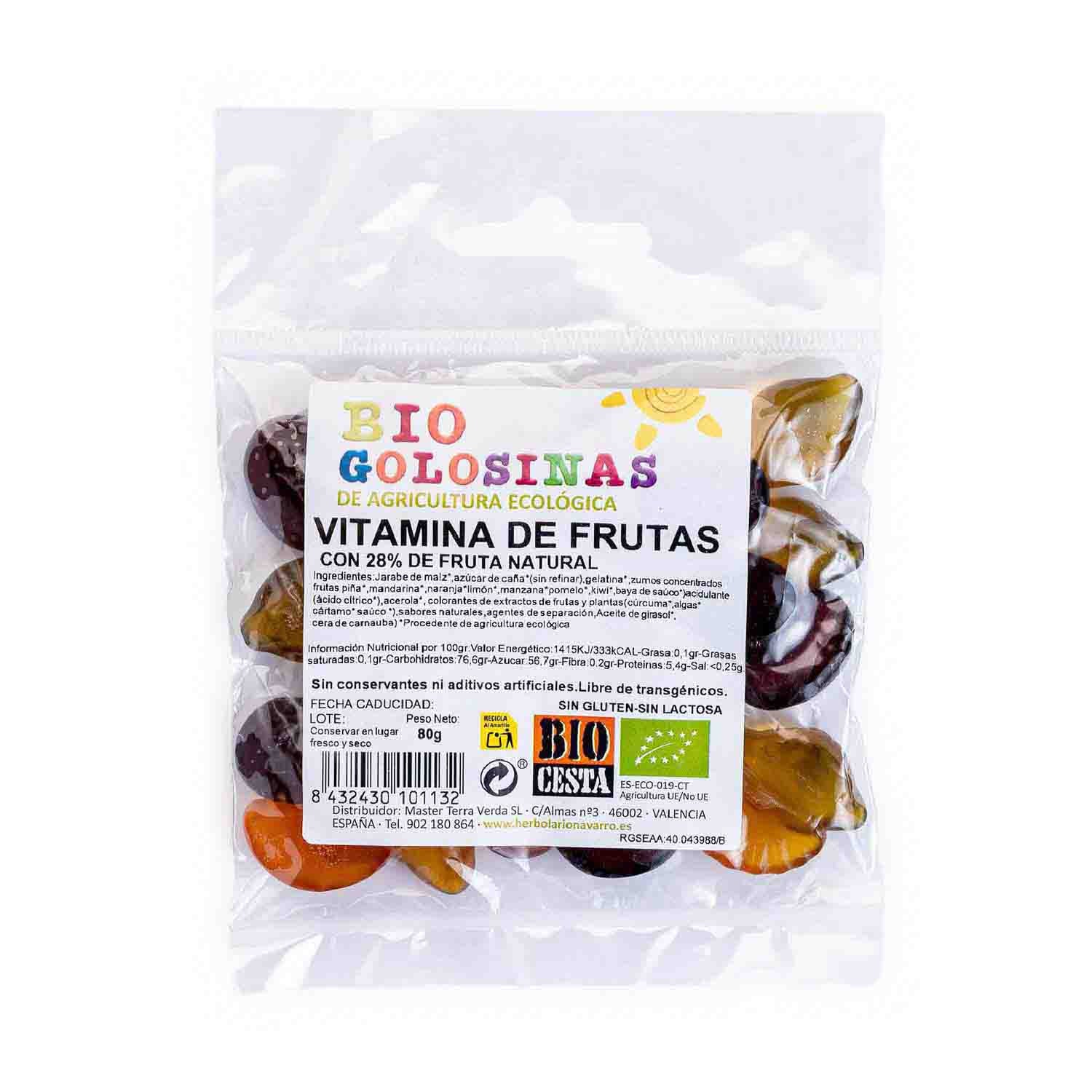 Golosina bio Vitaminas de fruta 80g Bio Cesta