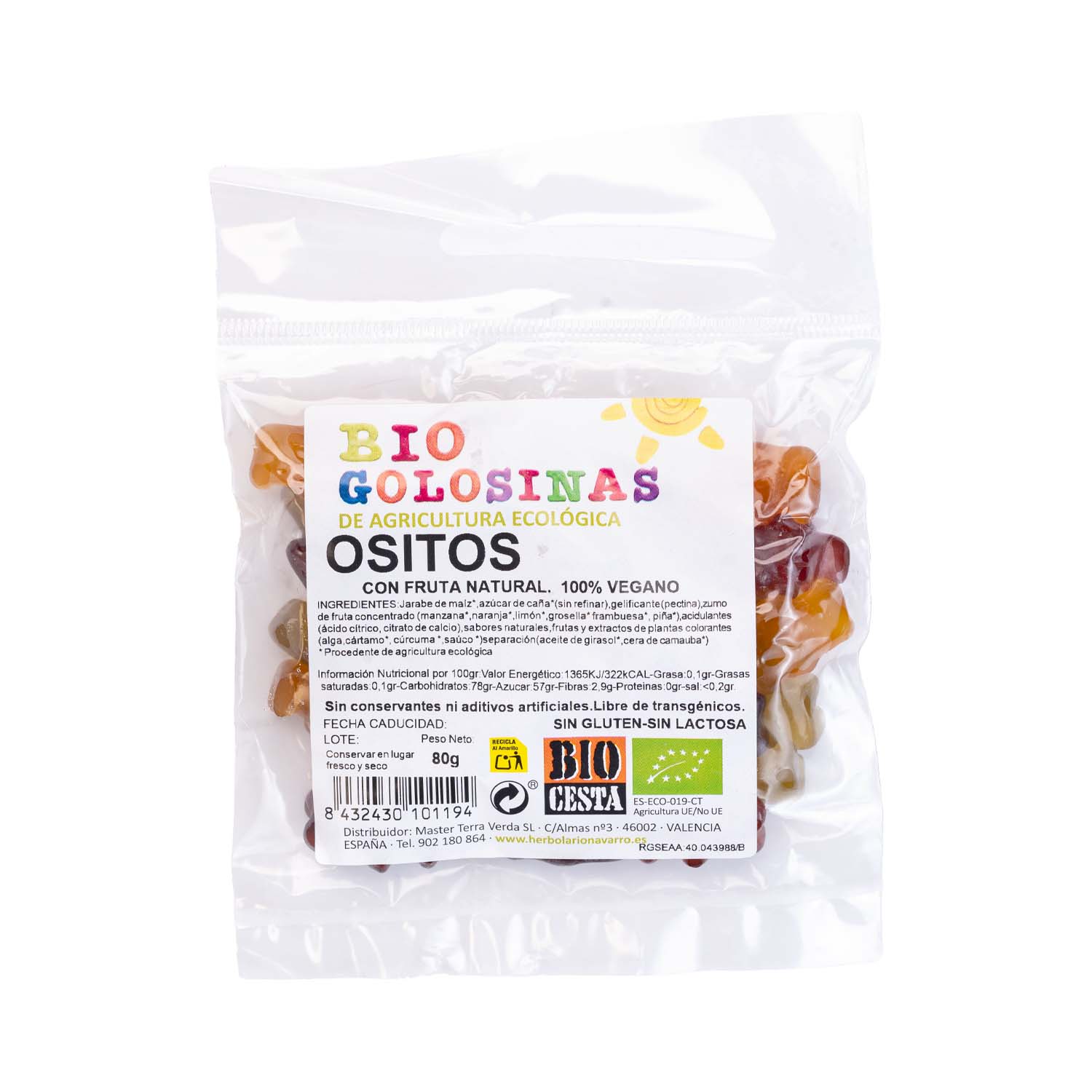 Golosinas de Ositos con frutas 80g Bio Cesta