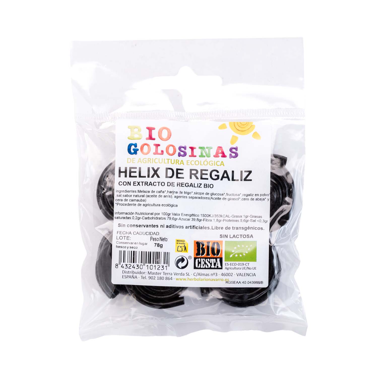 Golosina Twister de regaliz 80g Bio Cesta