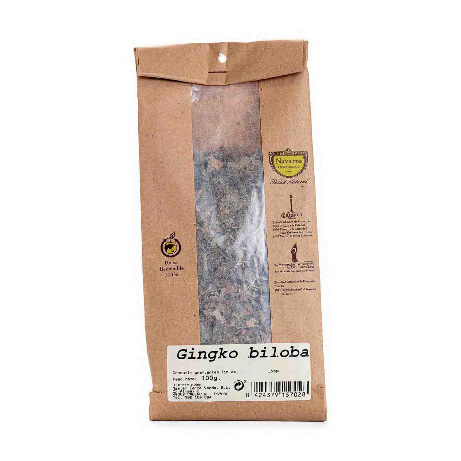 Ginkgo biloba a granel para infusión 100g Herbolario Navarro