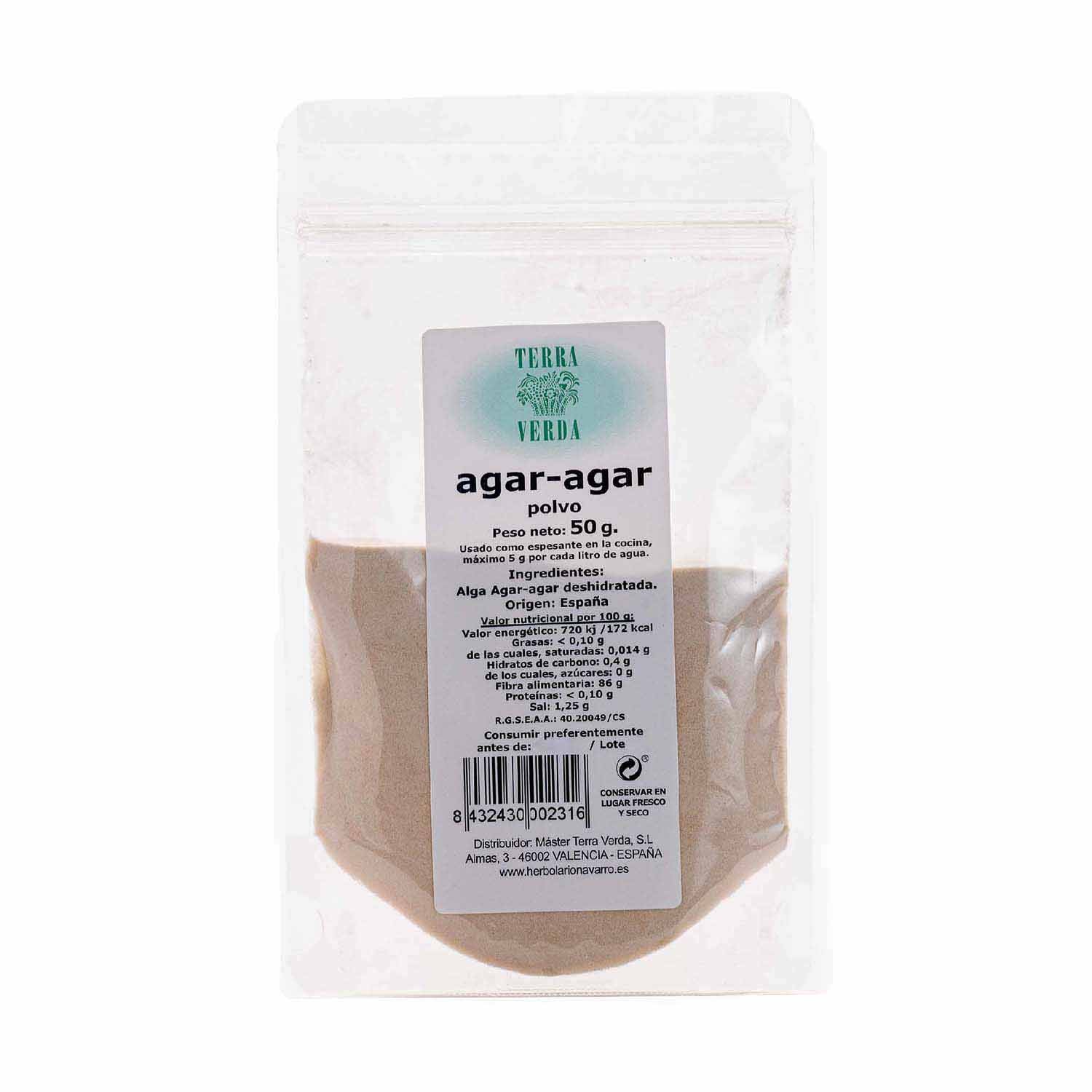Alga Agar Agar en polvo 50g Terra Verda