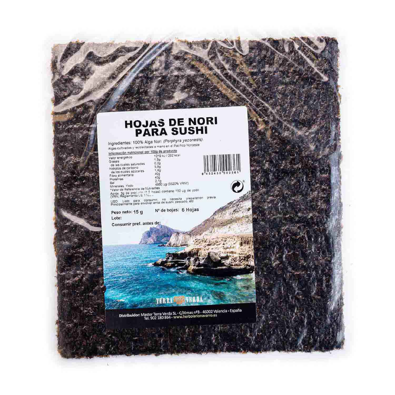 Alga Nori especial para sushi 17g Terra Verda