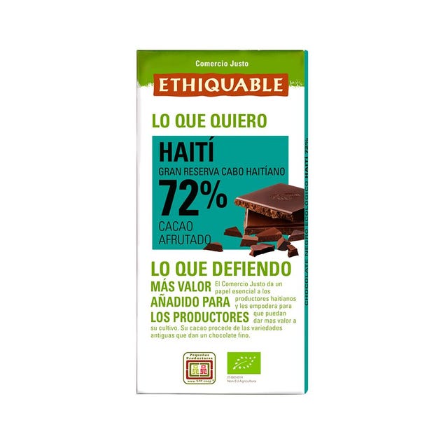 Chocolate Negro 72% Cacao de Haití 100g Ethiquable