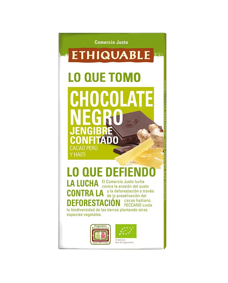 Chocolate negro con jengibre confitado