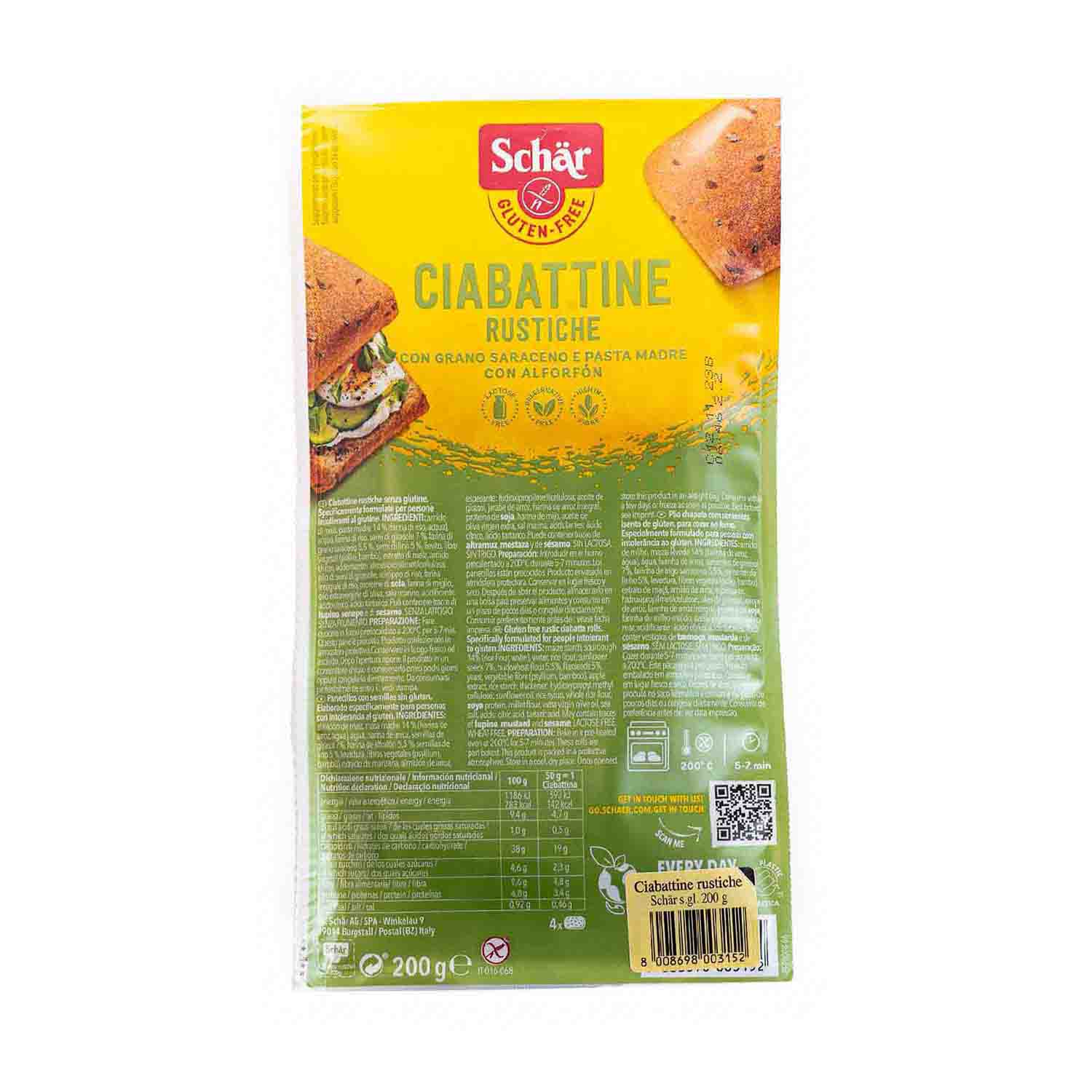 Pan ciabattine rustiche 200g Schär