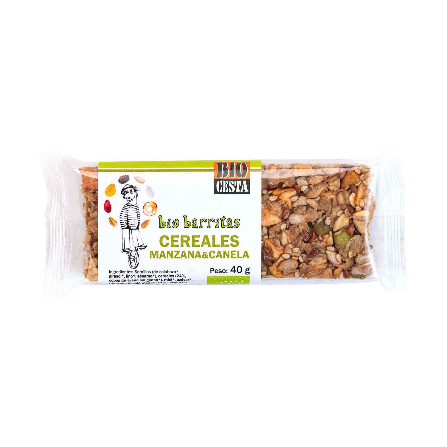 Barritas de cereales con manzana y canela 40g Bio Cesta