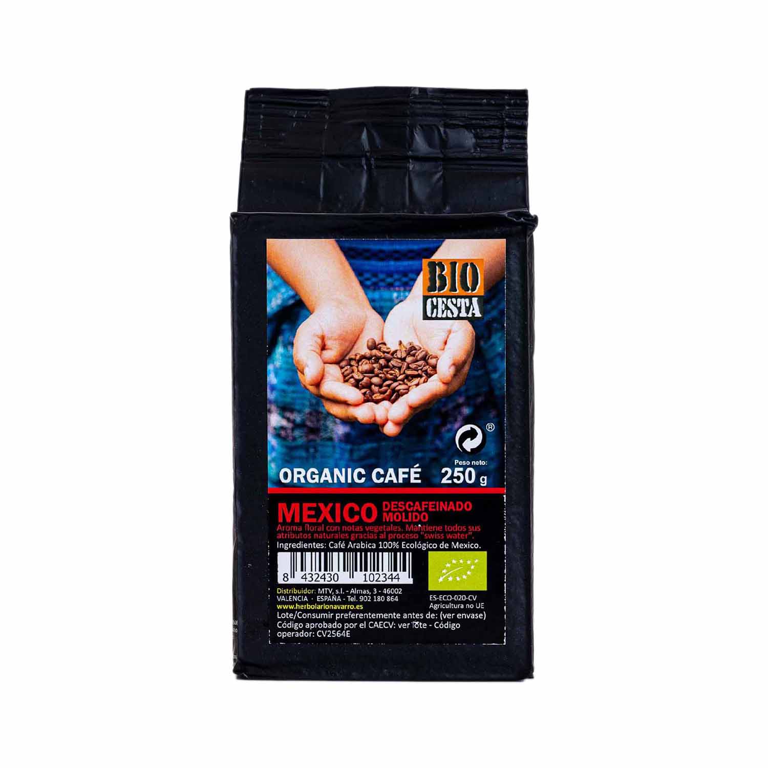 Café orgánico, molido y descafeinado de México 250g Bio Cesta