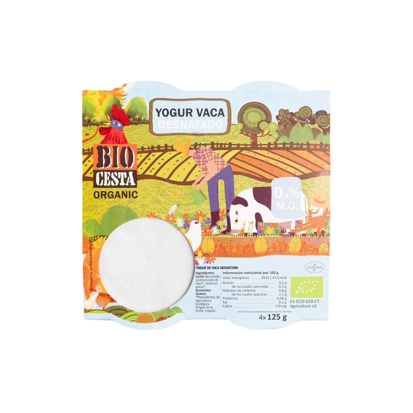 Yogur de Vaca Desnatado 4uds Bio Cesta