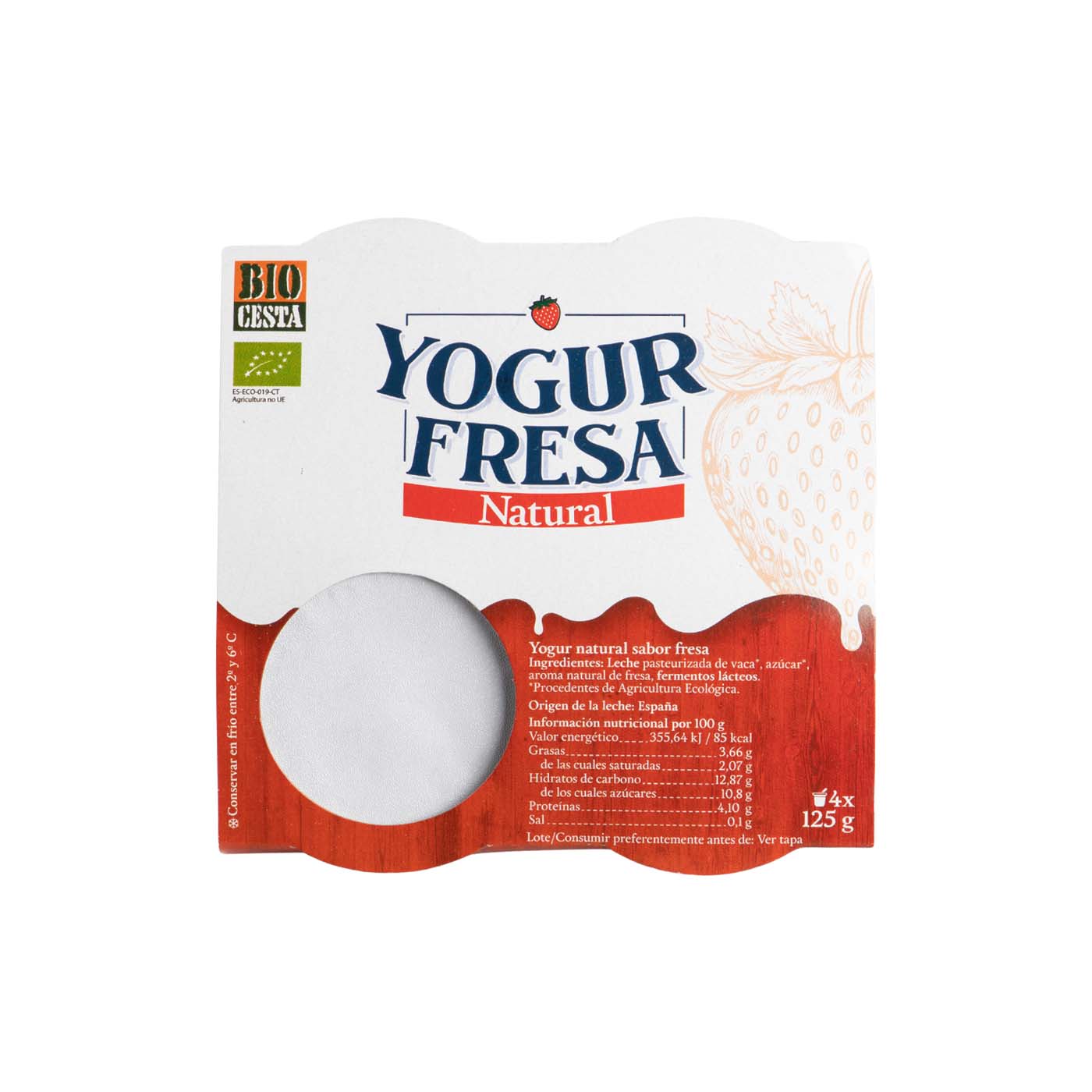 Yogur Sabor a Fresa 4uds Bio Cesta