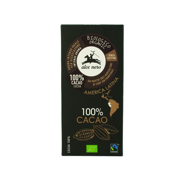 Chocolate en tableta 100% Cacao 50g Alce Negro