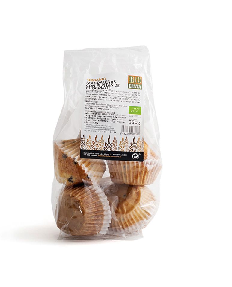 Magdalenas gigantes con chocolate bio 350g Bio Cesta