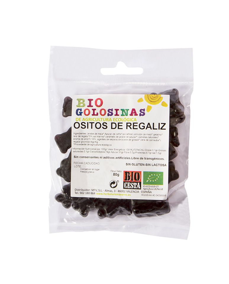 Gominolas Bio Ositos de Regaliz 80g Bio Cesta
