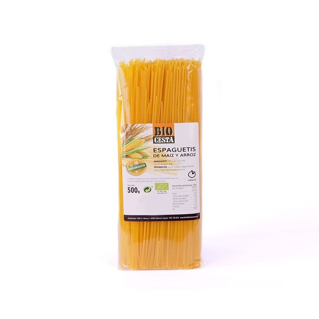 Espaguetis de maíz y arroz 500g Bio Cesta