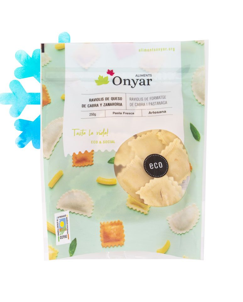 Raviolis de queso de cabra y zanahoria 250g Aliments Onyar