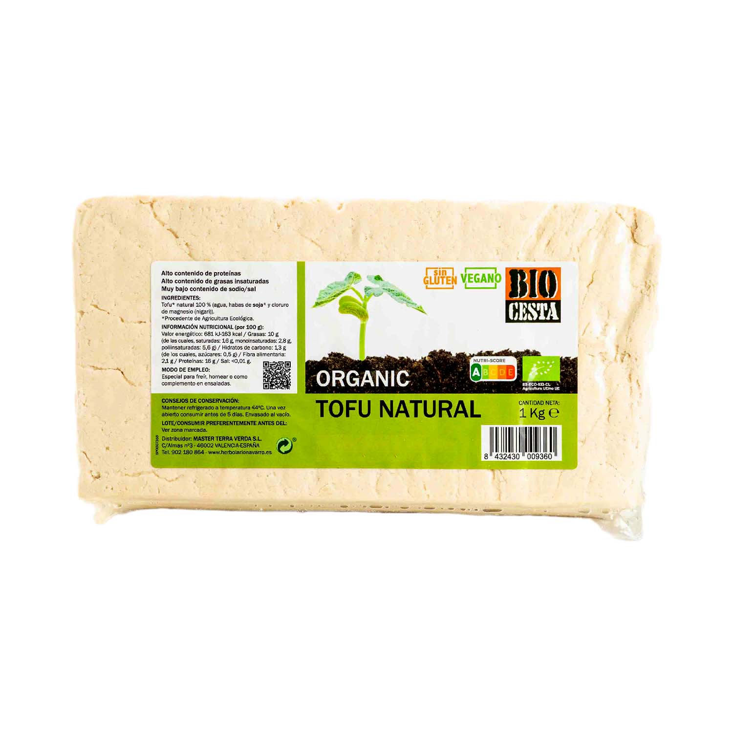 Tofu Natural Fresco 1kg Bio Cesta