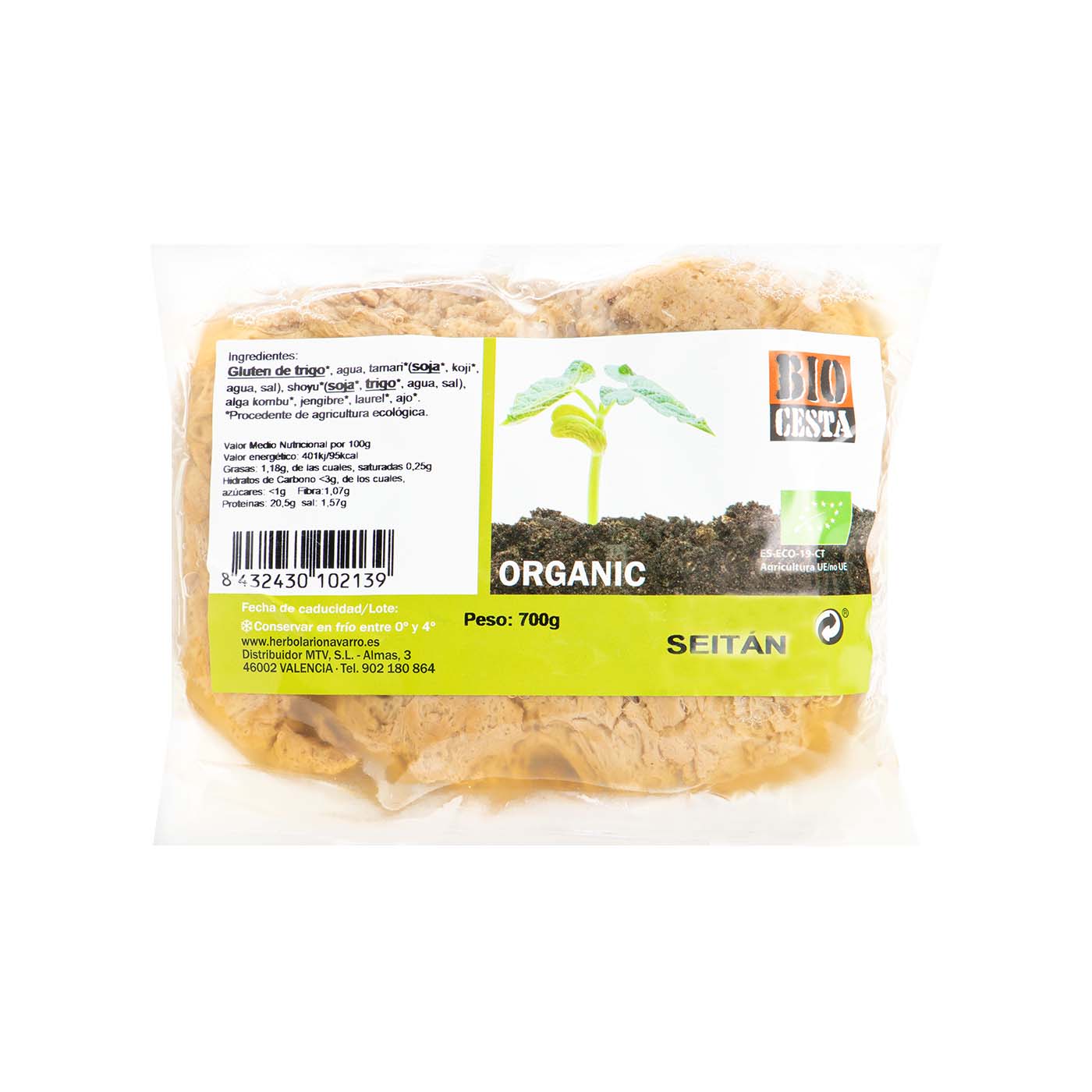 Seitán de Trigo Fresco 700g Bio Cesta