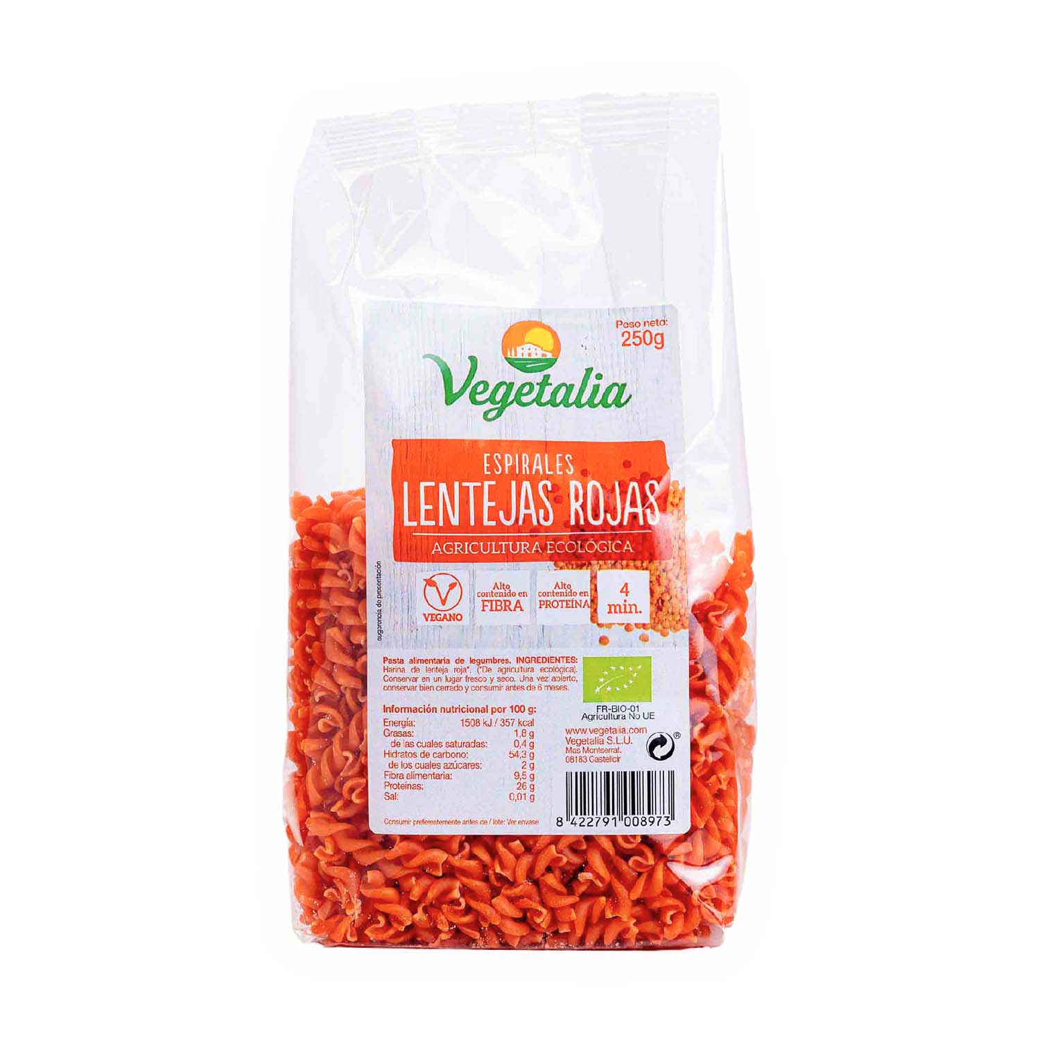 Espirales de lentejas 250g Vegetalia