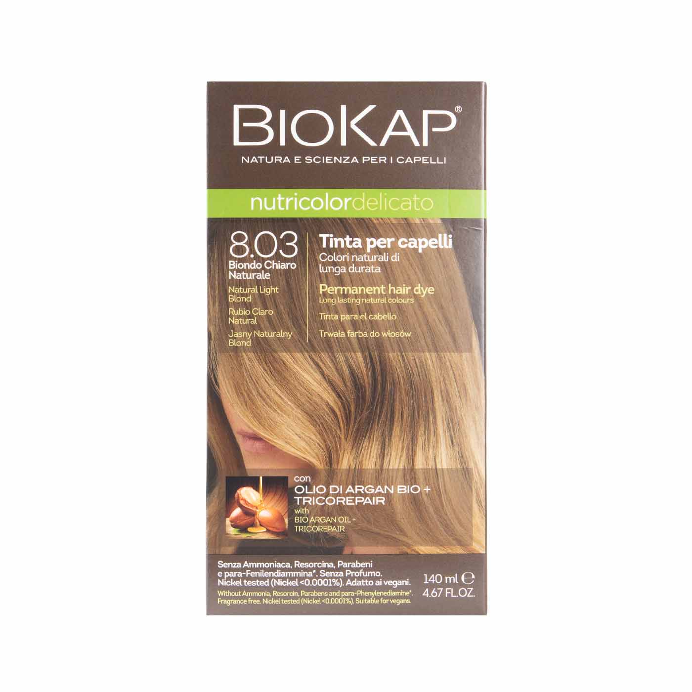 Tinte Capilar Rubio Claro Natural 8.03 140ml Biokap