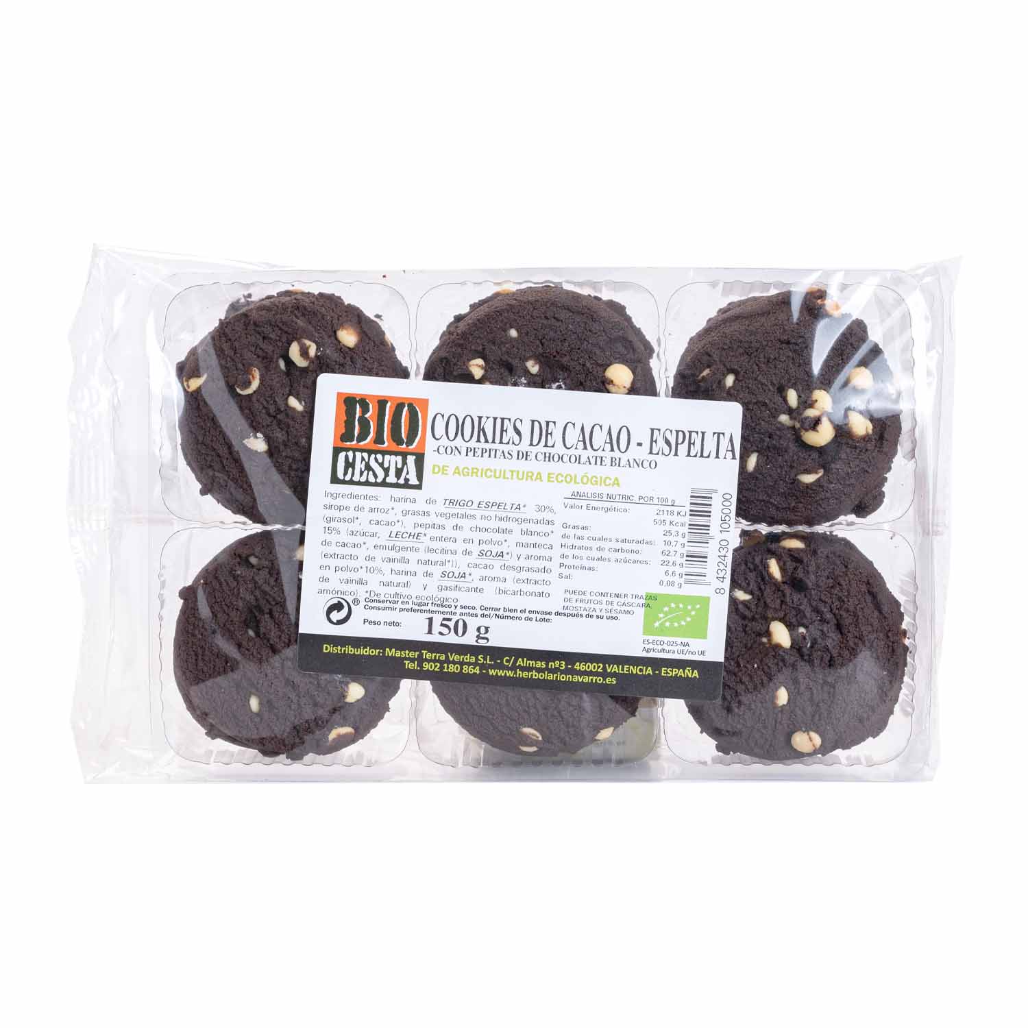 Galletas Cookies de espelta con cacao 150g Bio Cesta