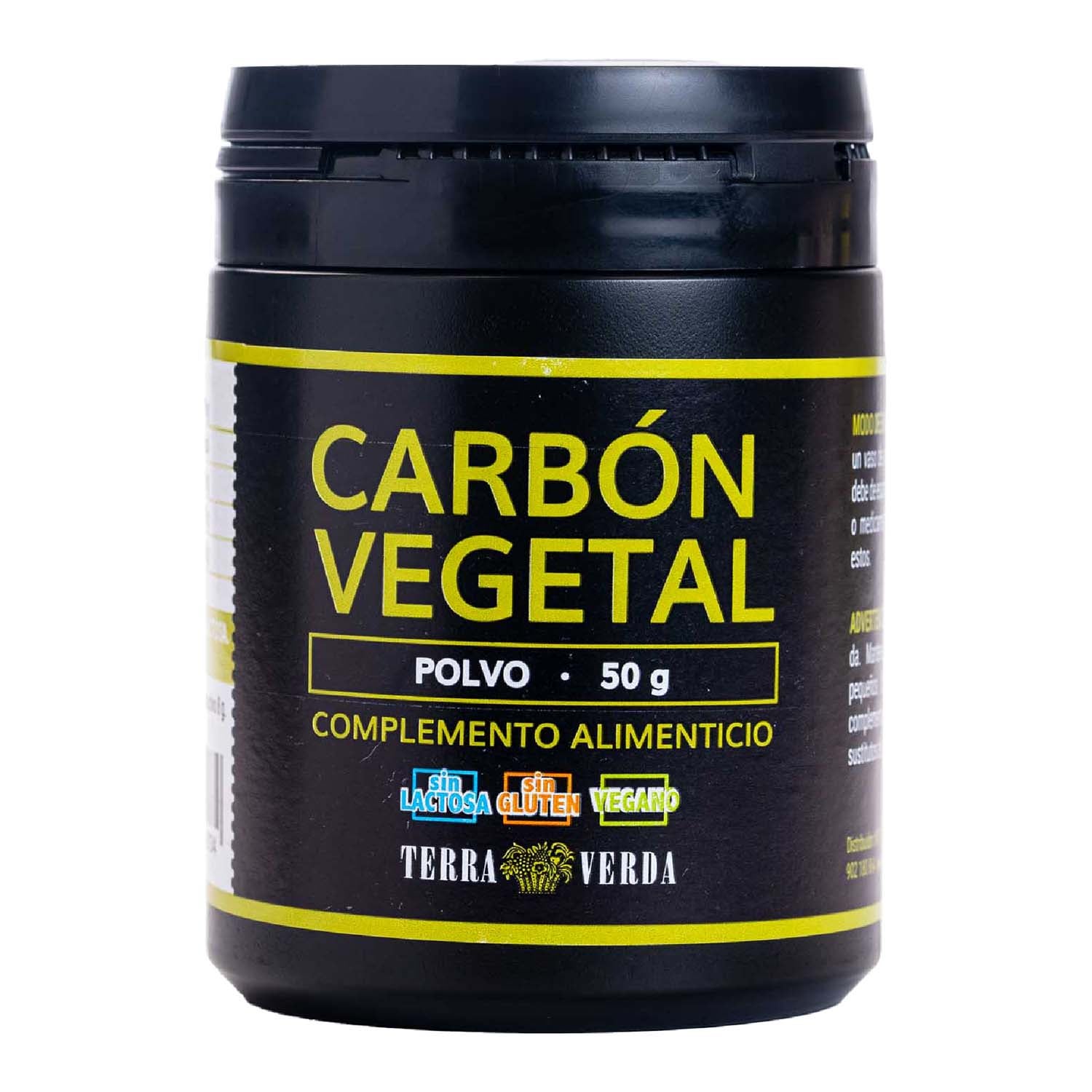 Carbón vegetal activo en polvo 50g Terra Verda