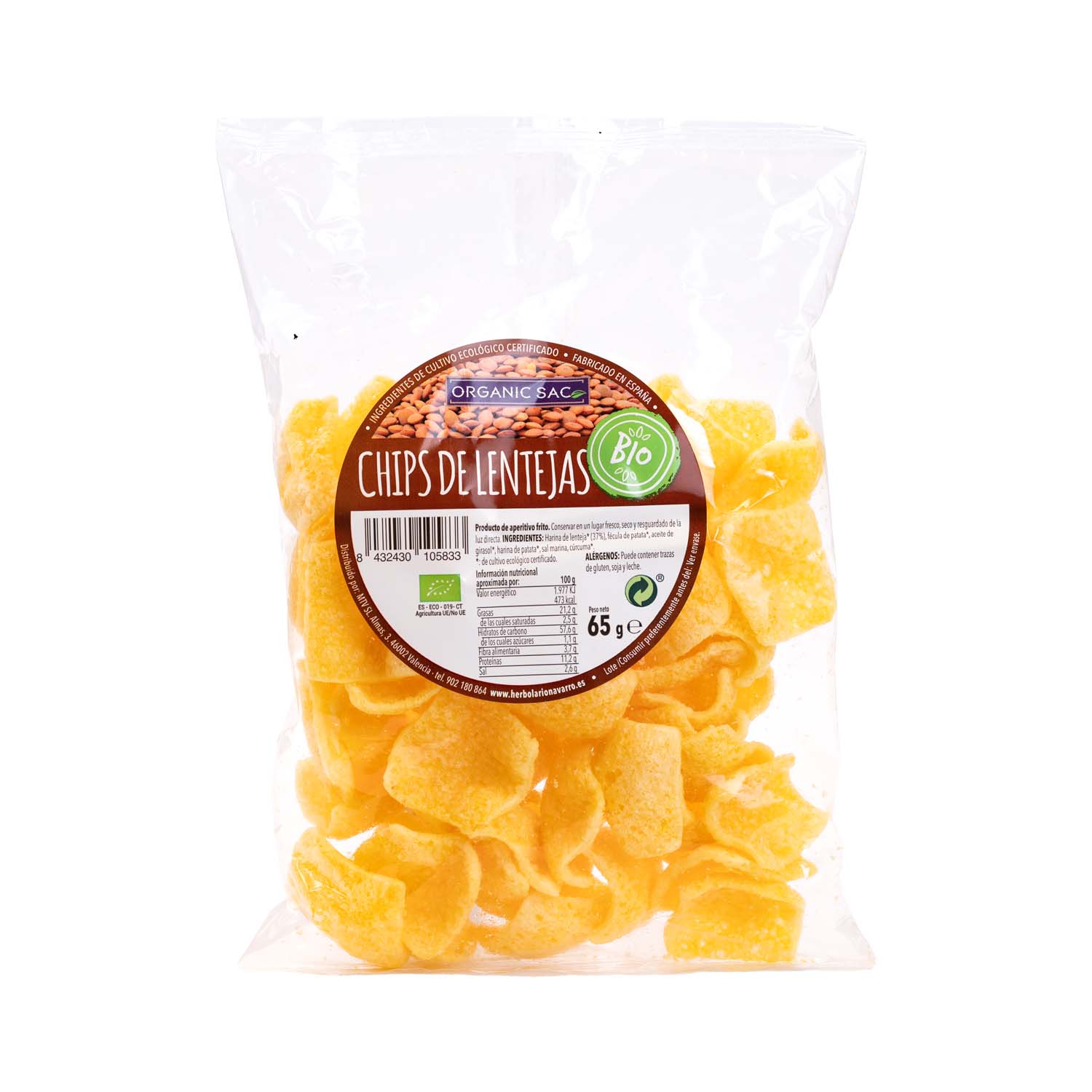 Chips de Lentejas 65g Organic Sac