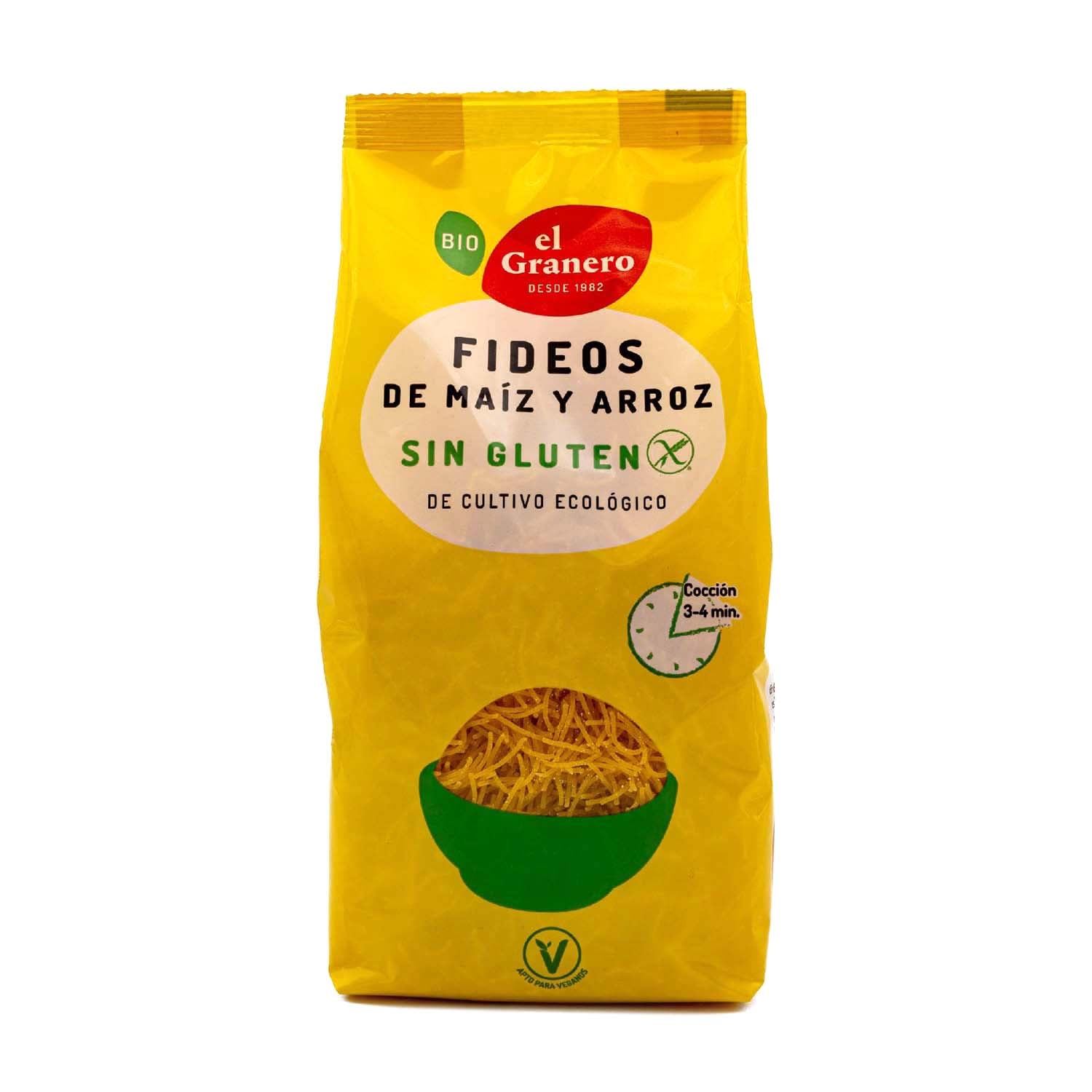 Fideos de maíz y arroz sin gluten bio 500g El Granero Integral