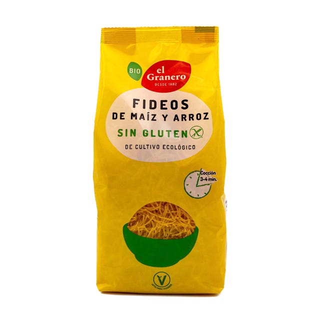 Fideos de maíz y arroz sin gluten bio 500g El Granero Integral