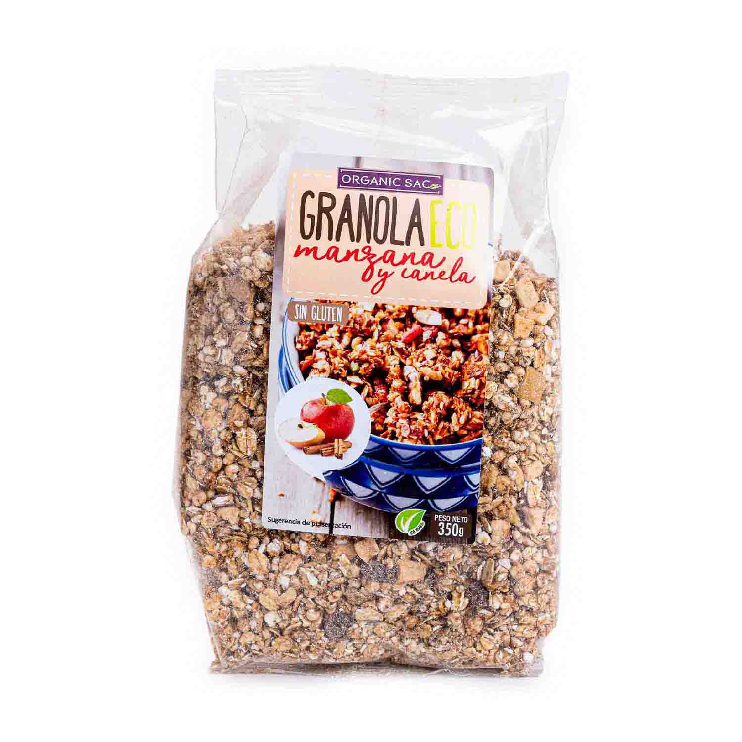 Bio granola de manzana y canela 350g Organic Sac
