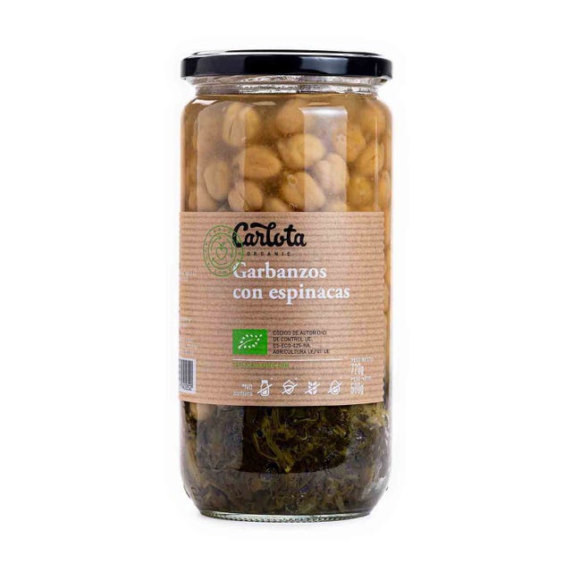 Garbanzos con espinacas 720g Carlota Organic