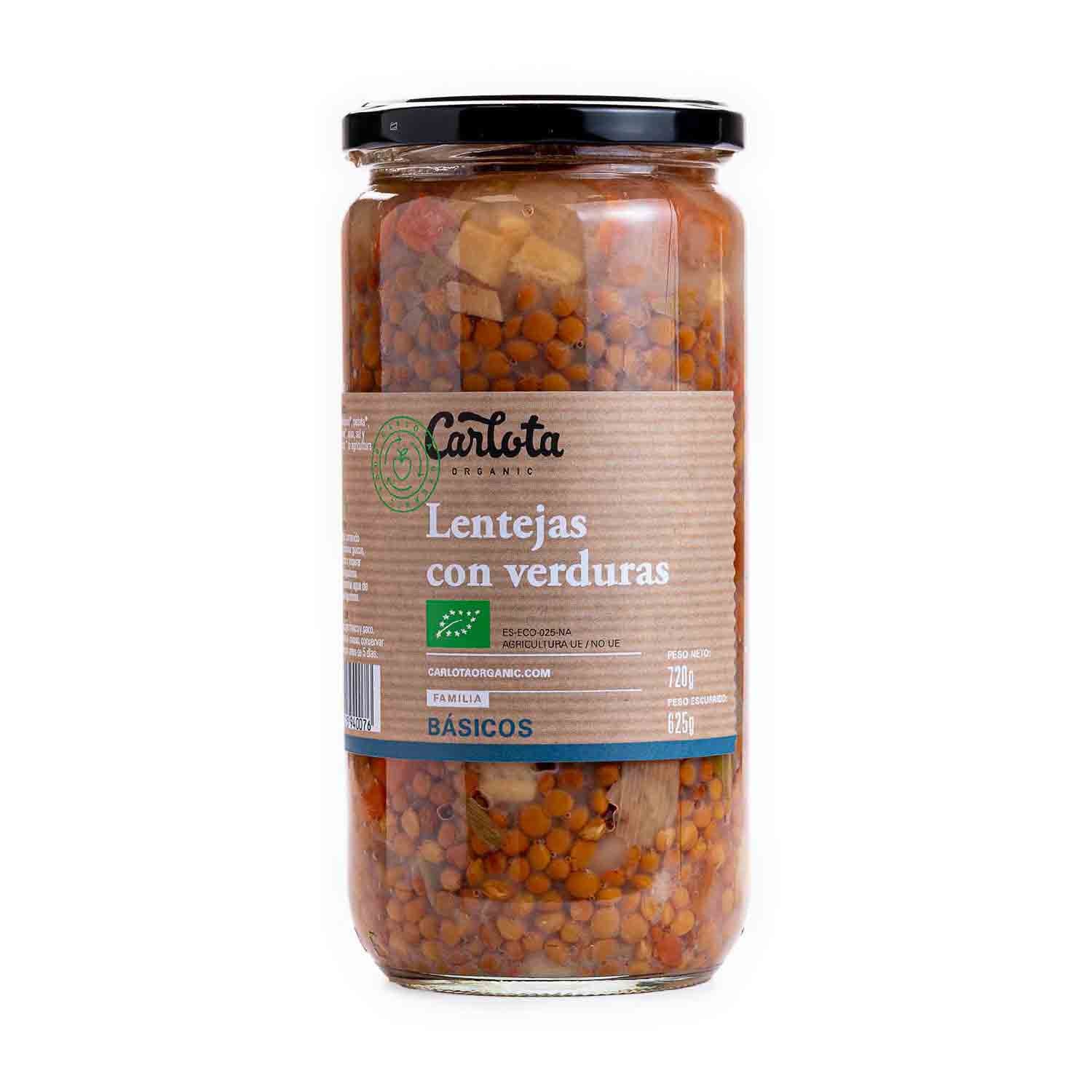 Lentejas con verduras en conserva 720g Carlota Organic