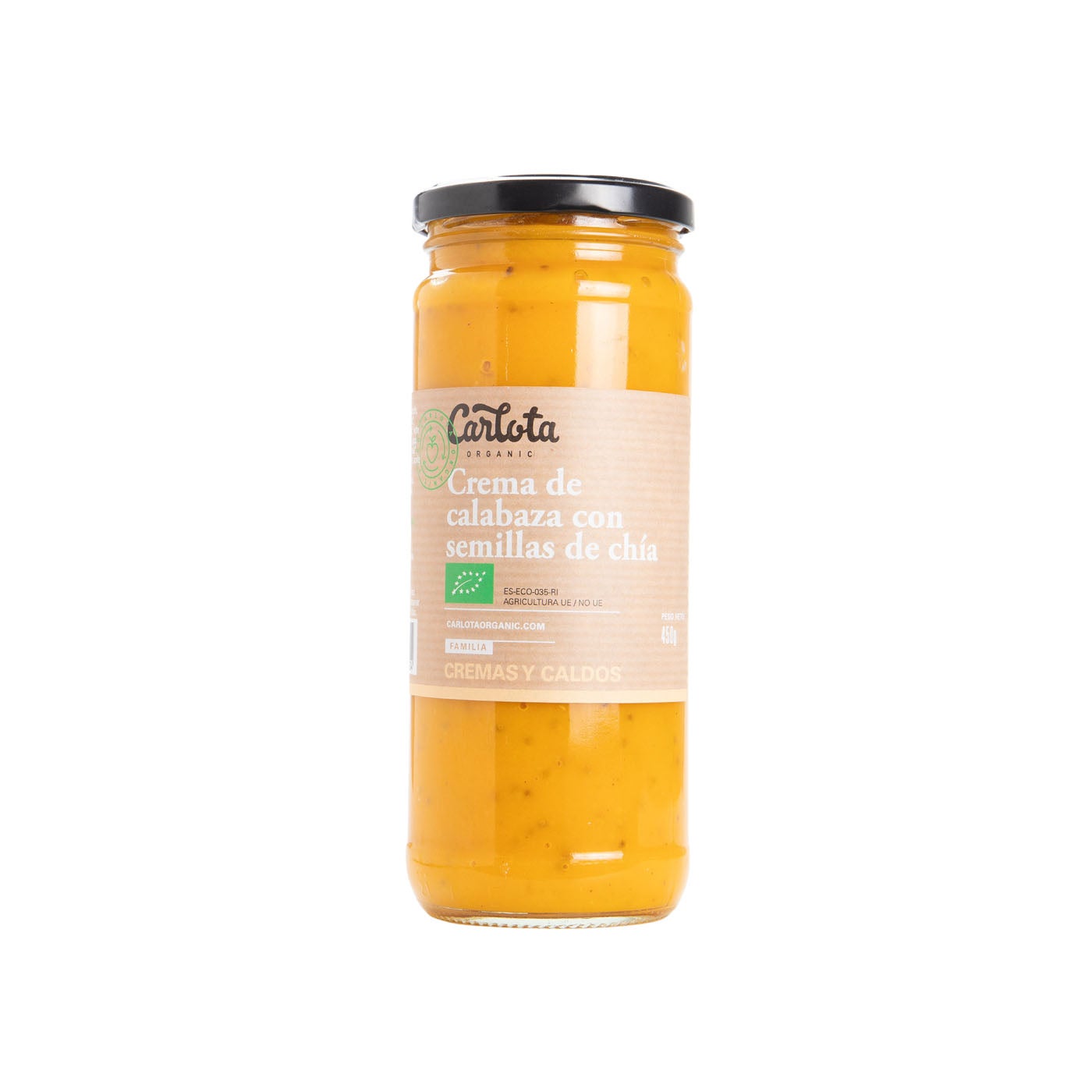 Crema de calabaza con chía 450ml Carlota Organic