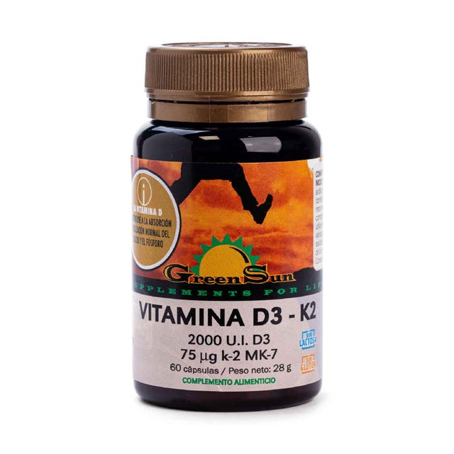 Vitamina D3 y K2 de Green Sun 60 cápsulas Green Sun