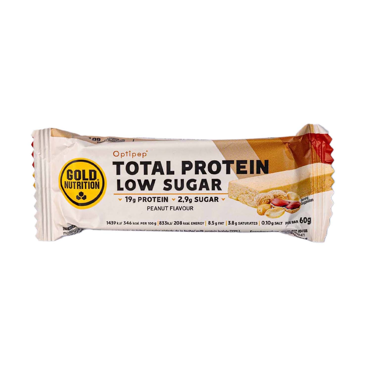 Barrita Proteica Baja en Azúcar de Cacahuete 60g Goldnutrition