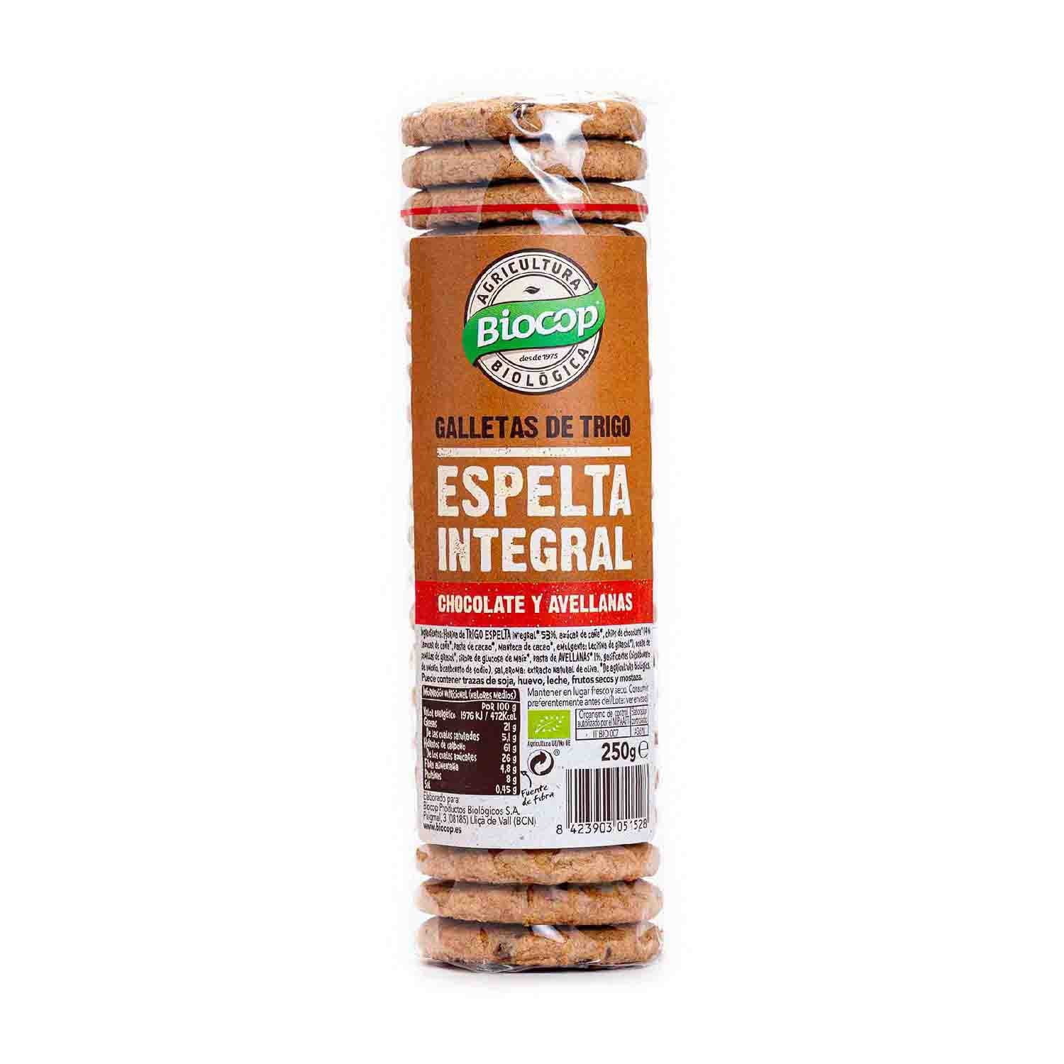 Galletas espelta integral con chocolate y avellanas 250g Biocop