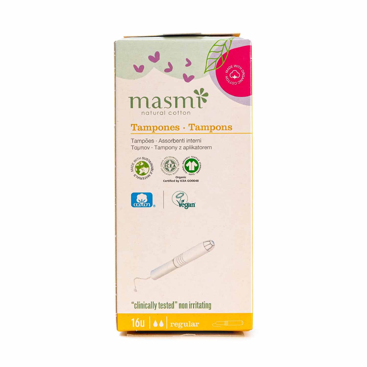 Tampones de Algodón Regular con aplicador 16uds Masmi