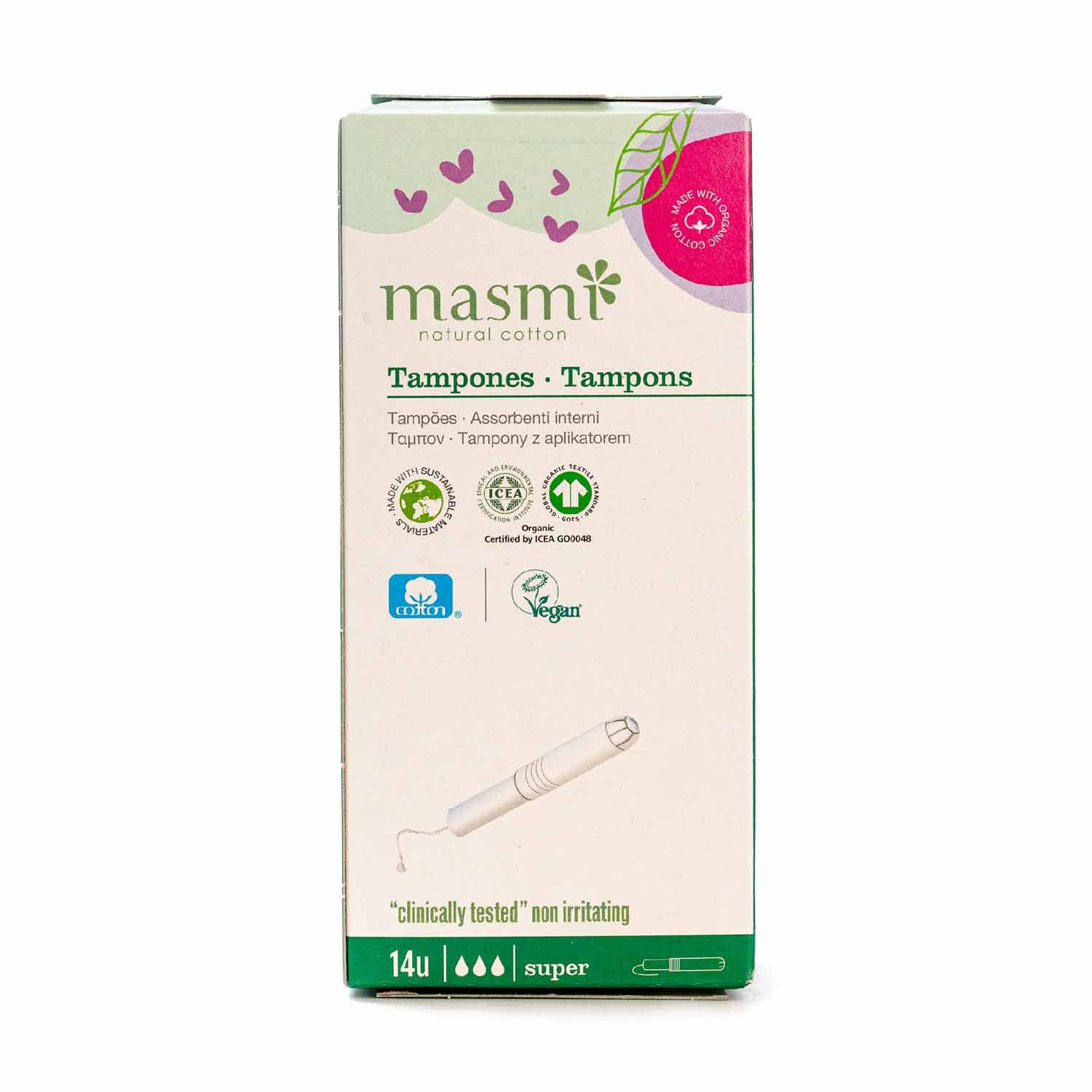 Tampones de Algodón Super con aplicador 14uds Masmi